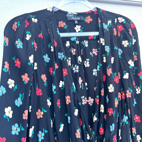 Madewell floral wrap shirt XXS black multi colorful cropped top party classic - Picture 8 of 13